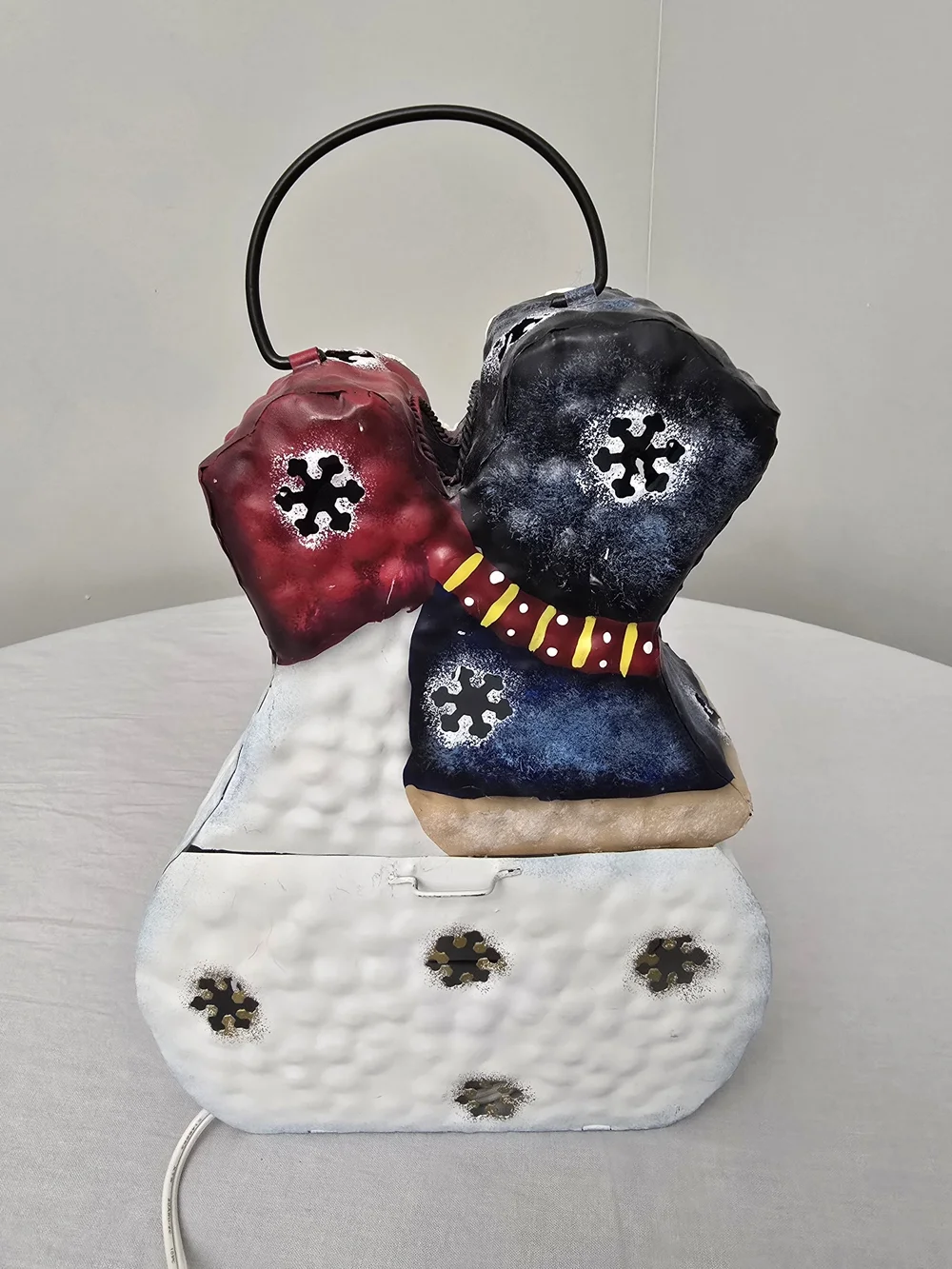 VTG Retired 3D Home Interiors Metal Snowmen Lighted Luminary Decor Lantern 10